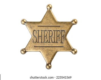 Vintage sheriff star badge isolated on white background