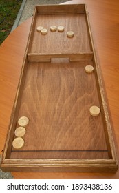 Vintage Shuffle Board Game Old Wooden Table Toy With Shuffleboard