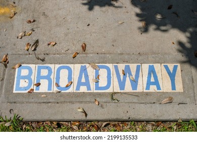 Vintage Sidewalk Tile Inlay For Broadway Street In Uptown New Orleans Neighborhood