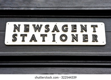 A Vintage Sign For A Newsagent And Stationery Store In The UK