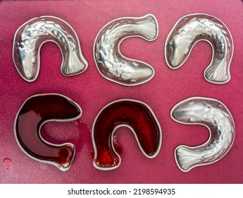 Vintage Silver Aluminum Fish Shaped Gelatin Food Molds