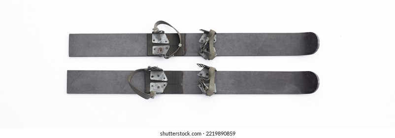 Vintage Skis Isolated On White Background