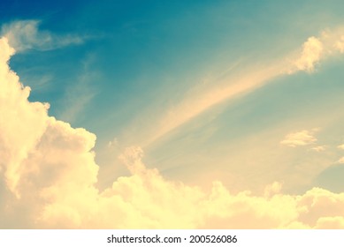 Vintage Sky With Cloud,sun Light