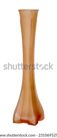 Vintage soliflore pink depression glass fluted bud vase, isolated on white background