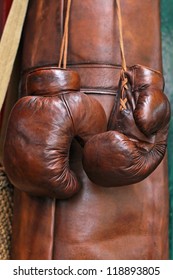 Vintage Sport Boxer Gloves And Leather Sack