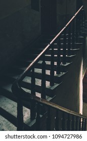 Vintage Staircase In Old Tenement House In Lublin, Poland