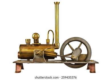 Vintage Steam Engine Isolated On A White Background