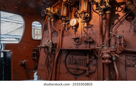 Vintage steam train Driver cabin. Driver panel - Powered by Shutterstock