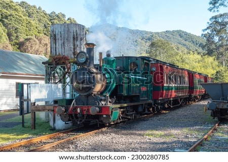 Vintage Steam Train on West Coast Wilderness Railway in Tasmania