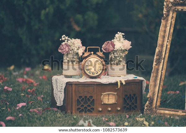 Vintage Still Life Decoration Wedding Reception Stock Photo Edit