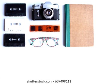 Vintage study items on a flat lay composition