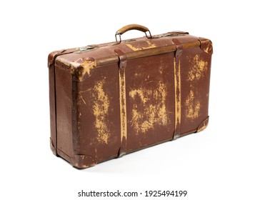 Vintage style. Antiquated and used suitcase  isolated on white background - Shutterstock ID 1925494199