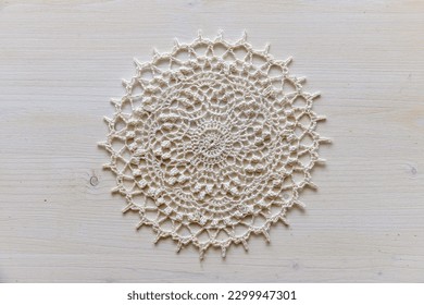 Vintage style crochet doily. This photo has been taken in Prague, 2023