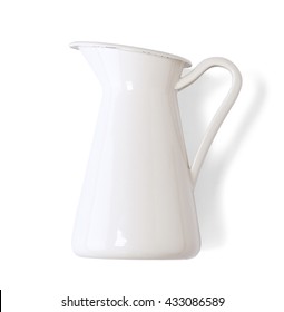 A Vintage Style Metal Water Jug Isolated On A White Background