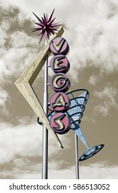 Vintage style of old Vegas popular sign  