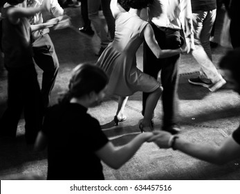 Vintage Style Photo Of Dance Hall With People Dancing