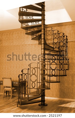 Vintage style picture of an old spiral stairs