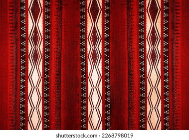 A Vintage Style Traditional Motifs Arabian Retro Sadu Red Rug - Shutterstock ID 2268798019