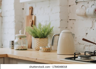 Vintage style white kitchen with kettle - Powered by Shutterstock