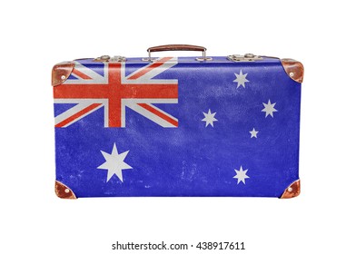 Vintage suitcase with Australia flag