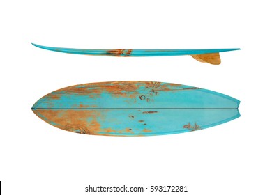 Vintage surfboard isolated on white - Retro styles 60's  - Shutterstock ID 593172281