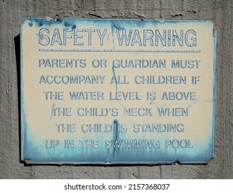 Vintage Swimming Pool Safety Sign Hoboken New Jersey 