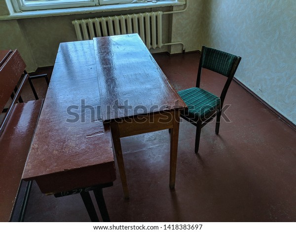 Vintage Tables Chairs Old Classroom Lecture Stock Photo Edit Now