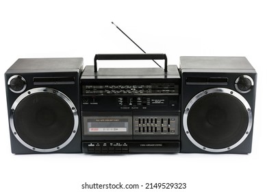 Vintage Tape Player - Boom Box With Radio Isolated On White Background