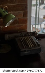 Vintage Telegram Machine With Lamp