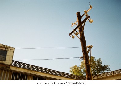 Vintage Telephone Pole With Rope