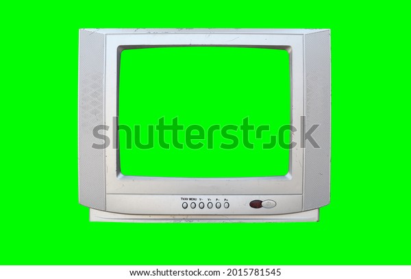 Vintage Television with Chroma Green Screen\
and Background