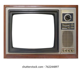Vintage television with cut out screen on Isolated background. This has clippimh path. - Shutterstock ID 762244897