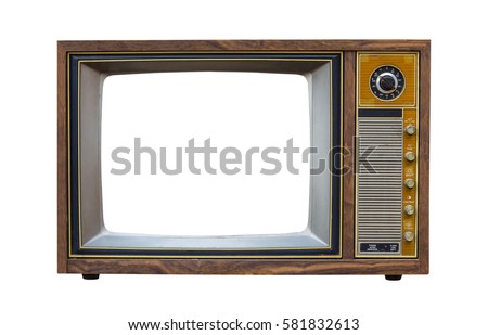 Vintage television with cut out screen on Isolated background