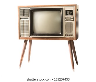 Vintage Television Isolated With Clipping Path