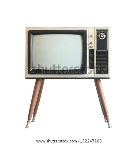 Vintage television isolated with clipping path