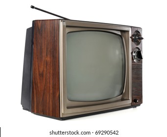 Vintage Television Isolated Over White Background