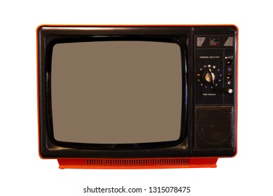 Vintage Television or old retro TV on isolated white background with clipping path. - Shutterstock ID 1315078475
