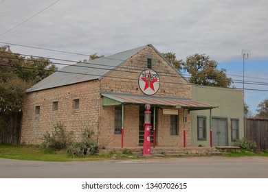 A vintage Texaco gas station located at the intersection of Elder Hill Road and Farm to Market Road 150 - Driftwood, Texas - March 16, 2019