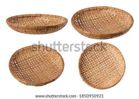 vintage Thai wicker basket isolated on white background
