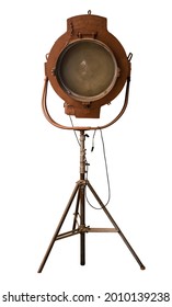 A Vintage Theatre, Movie Or TV Studio Light, Isolated On A White Background