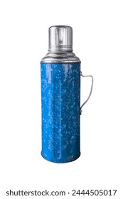 Vintage thermos isolated on white work with clipping path.
