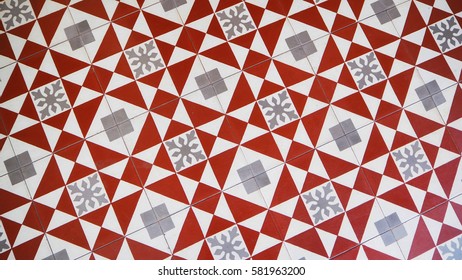 Vintage Tiles in Red and Grey