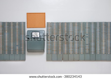 Vintage time working punching card wall, from the 60s and 70s