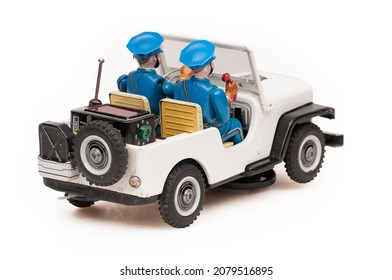 tin police car toy