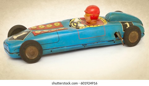 Vintage Tin Toy Race Car 