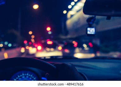 Car On Night Road Stock Photos Images Photography