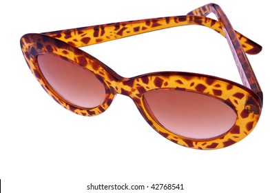 Vintage Tortoise Shell Style Plastic Sunglasses On White