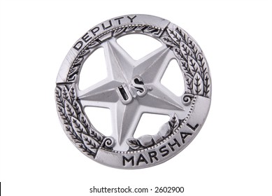 Vintage Toy Deputy Marshal Star Badge Over White With A Clipping Path