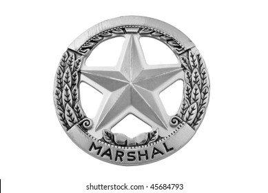 Vintage Toy Deputy Marshal Star Badge Over White With A Clipping Path