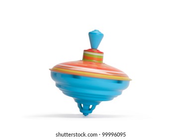 Vintage toy top spinning in motion